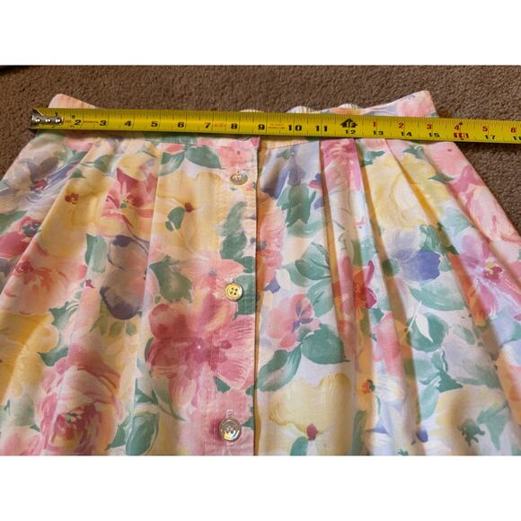 Vintage Alfred Dunner Floral Skirt Pastel Button Up Retro Cottage Garden Fairy - Picture 4 of 7